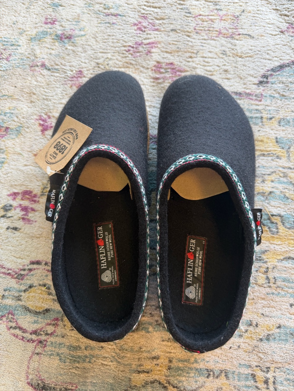 Haflinger Grizzly GZ Classic Wool Felt Clogs Black EU 44 US Mens 11 NWT Germany
